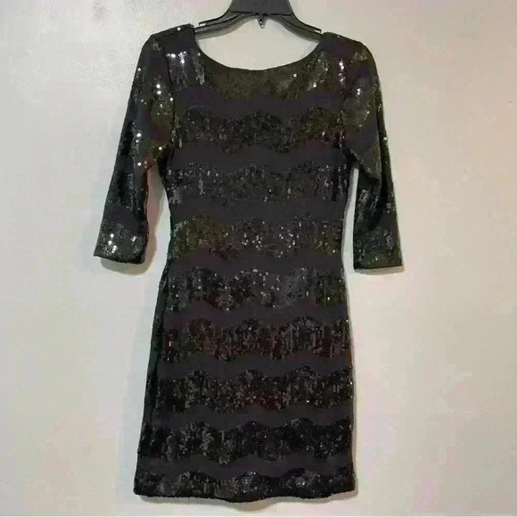 As U Wish Dress Womens  Small Black Mini 3/4 Sleeves Party Cocktail Night Out - Picture 1 of 10